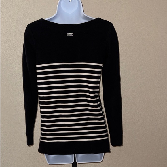 Barbour Black and White Striped Long Sleeve Nautical Top Women’s Size 4 - Picture 4 of 7